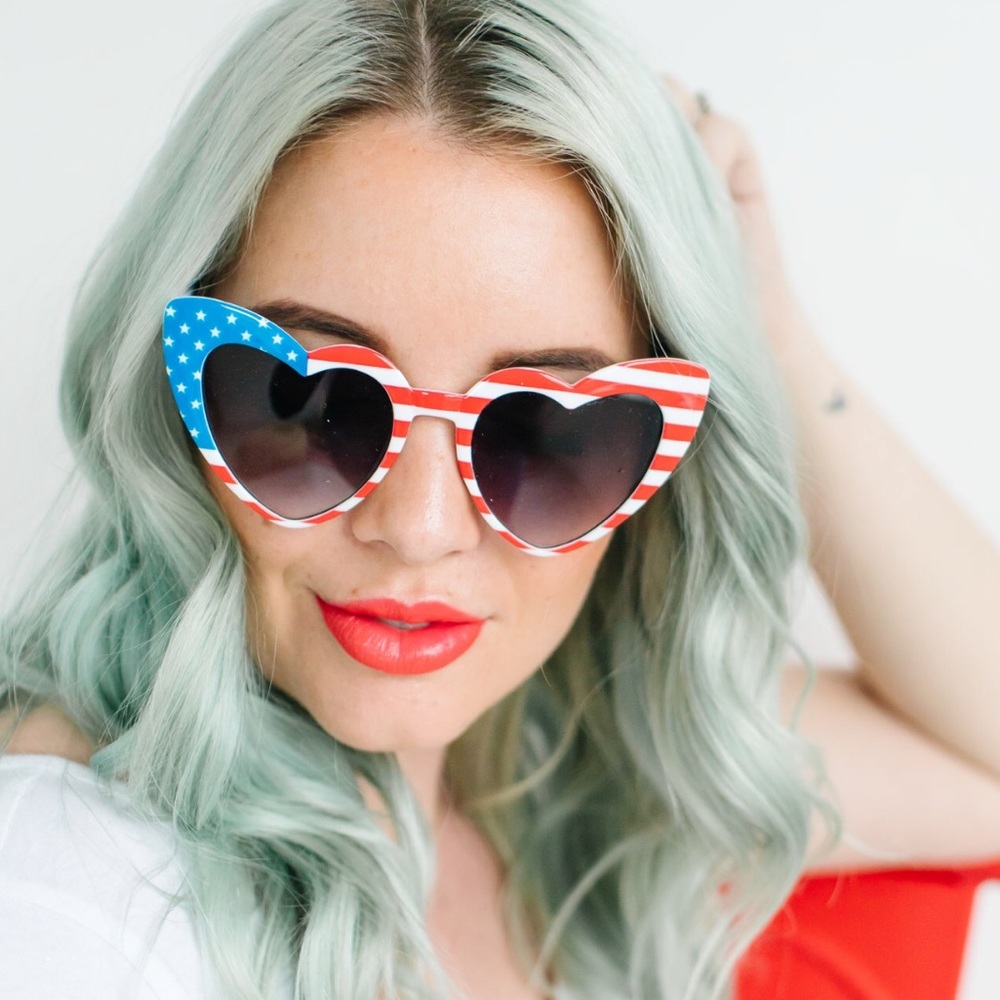 Heart shaped American flag sunglasses